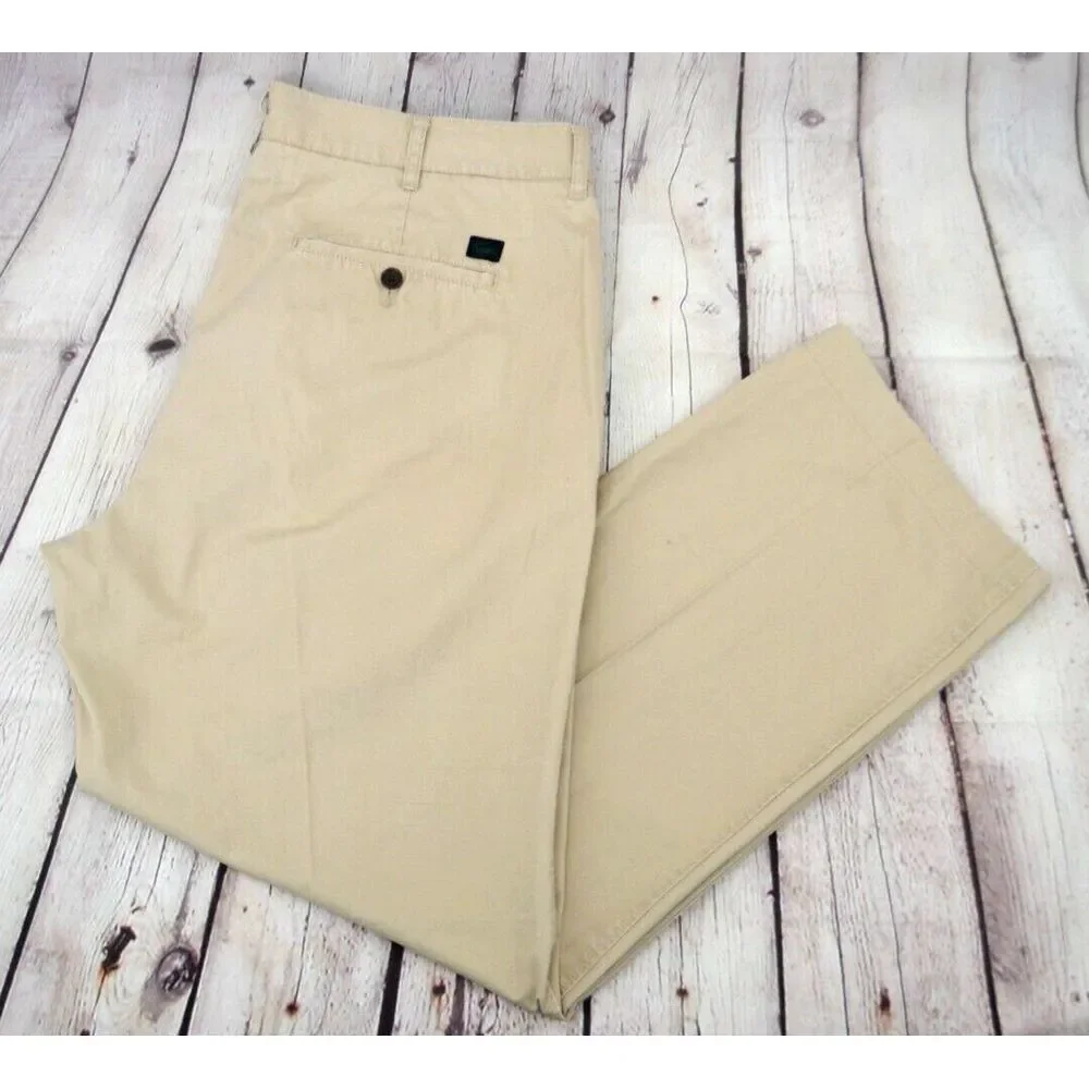 LACOSTE Men's Flat Front Cotton Chino / Khaki Pants SIZE 38 Beige